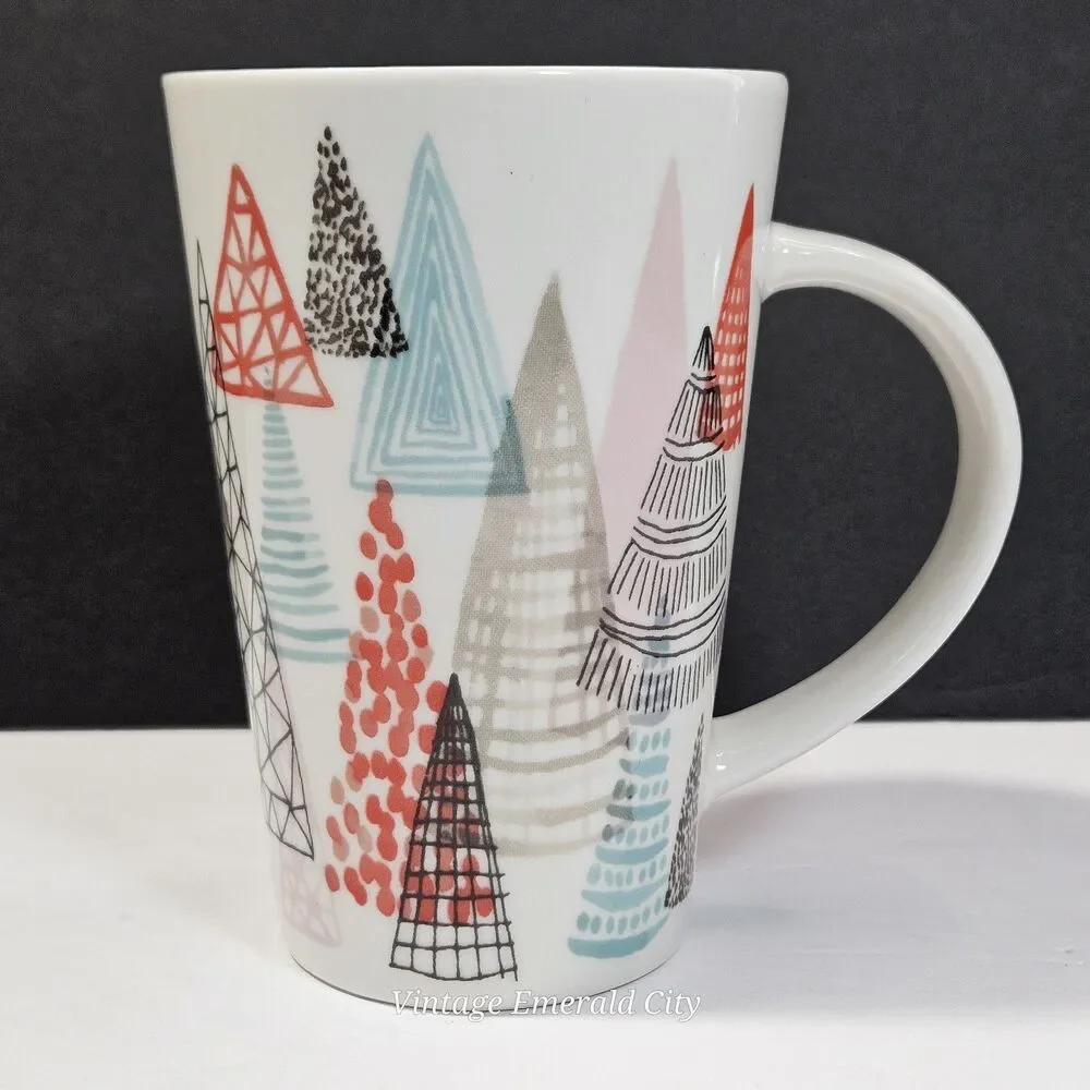 Starbucks Christmas Coffee Mug Holiday Cup Abstract Geometric Forest Trees